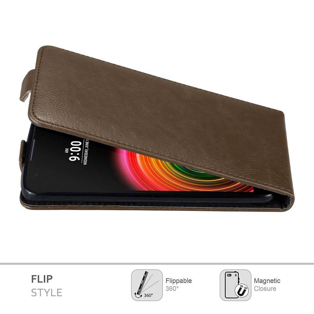 Cadorabo Hülle für LG X POWER Schutz Hülle in Braun Flip Etui Handyhülle Case Cover