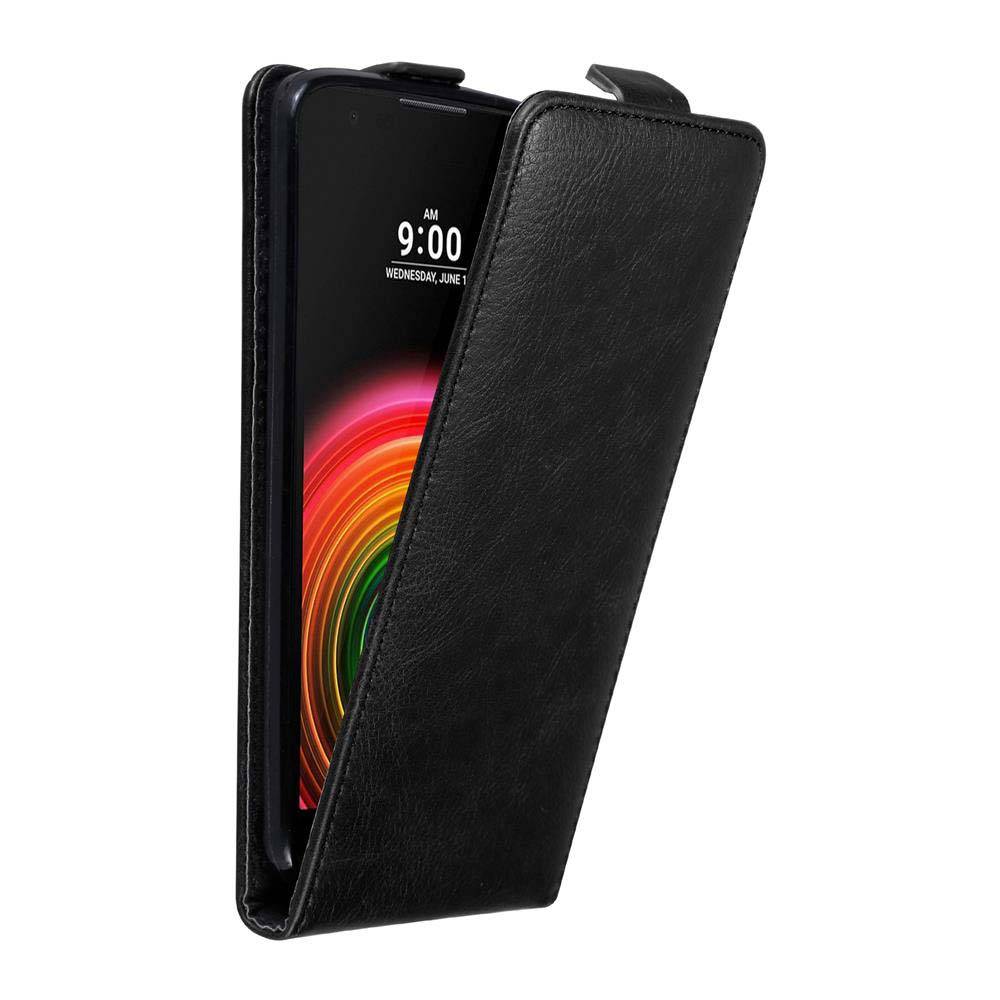 Cadorabo Hülle für LG X POWER Schutz Hülle in Schwarz Flip Etui Handyhülle Case Cover