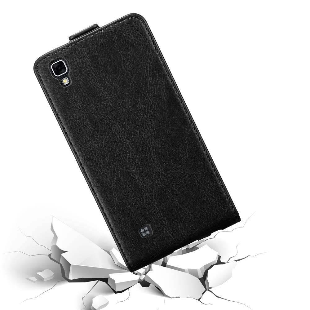 Cadorabo Hülle für LG X POWER Schutz Hülle in Schwarz Flip Etui Handyhülle Case Cover