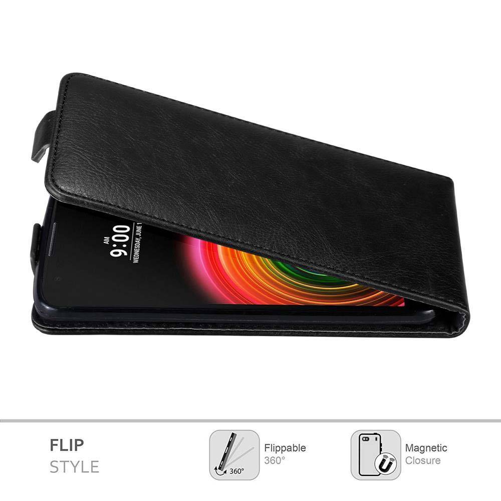 Cadorabo Hülle für LG X POWER Schutz Hülle in Schwarz Flip Etui Handyhülle Case Cover