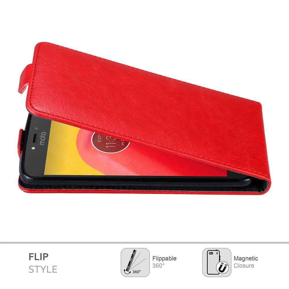 Cadorabo Hülle für Motorola MOTO C Schutz Hülle in Rot Flip Etui Handyhülle Case Cover