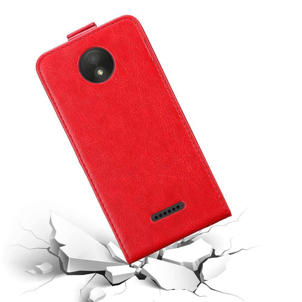 Cadorabo Hülle für Motorola MOTO C Schutz Hülle in Rot Flip Etui Handyhülle Case Cover