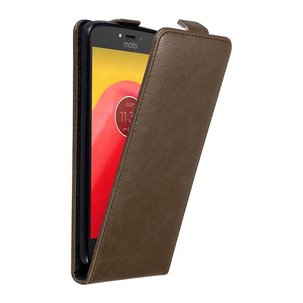 Cadorabo Hülle für Motorola MOTO C Schutz Hülle in Braun Flip Etui Handyhülle Case Cover