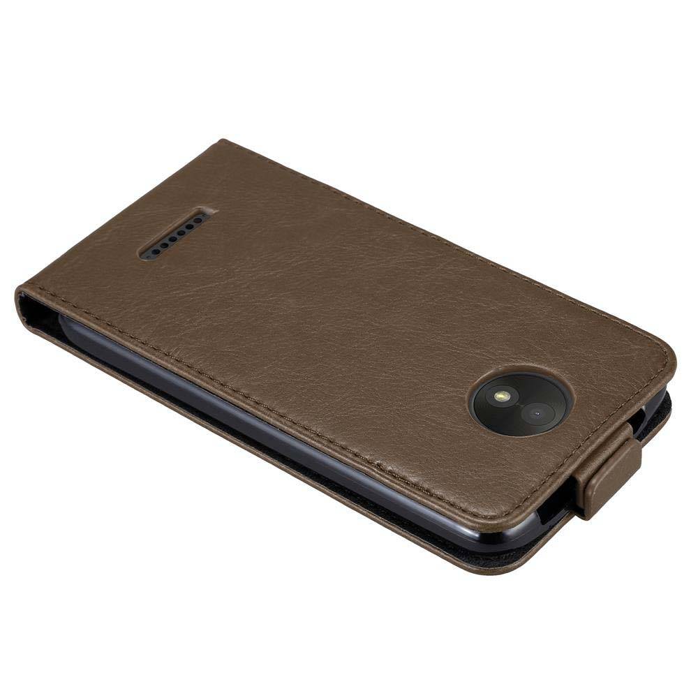 Cadorabo Hülle für Motorola MOTO C Schutz Hülle in Braun Flip Etui Handyhülle Case Cover