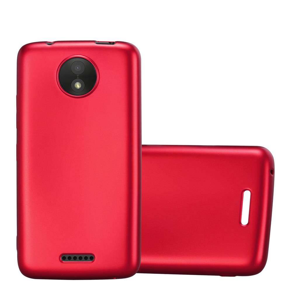 Cadorabo Schutzhülle für Motorola MOTO C Hülle in Rot Handyhülle TPU Silikon Etui Cover Case