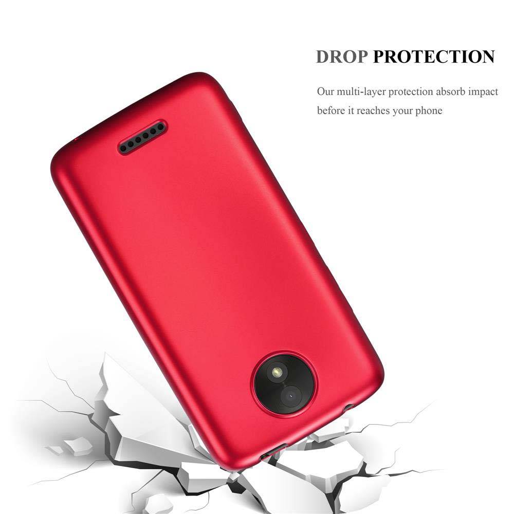 Cadorabo Schutzhülle für Motorola MOTO C Hülle in Rot Handyhülle TPU Silikon Etui Cover Case