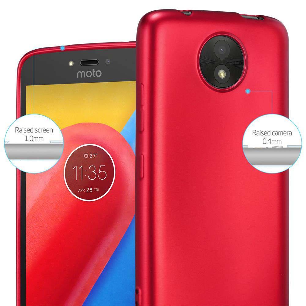 Cadorabo Schutzhülle für Motorola MOTO C Hülle in Rot Handyhülle TPU Silikon Etui Cover Case