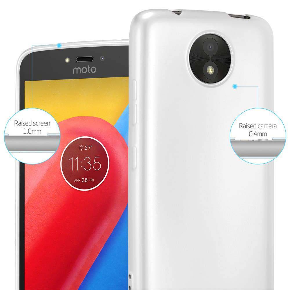 Cadorabo Schutzhülle für Motorola MOTO C Hülle in Silber Handyhülle TPU Silikon Etui Cover Case