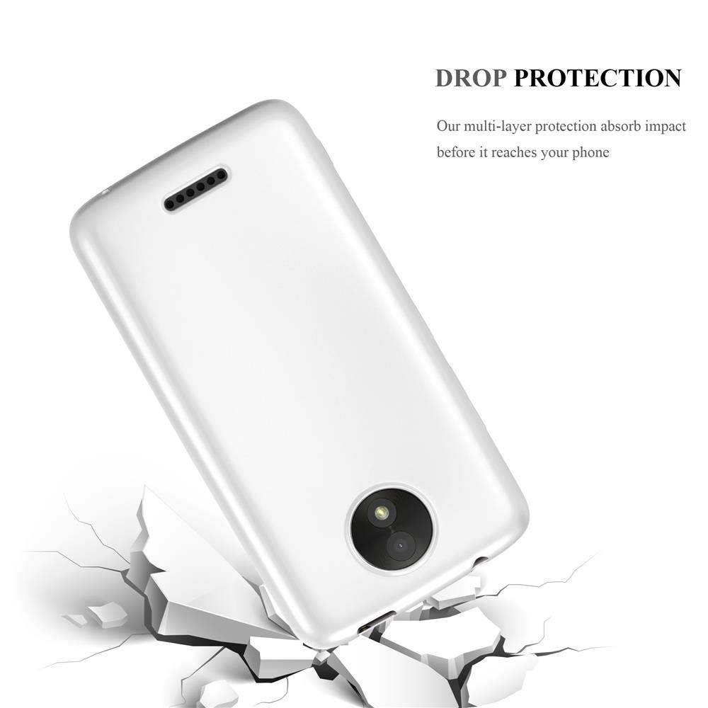 Cadorabo Schutzhülle für Motorola MOTO C Hülle in Silber Handyhülle TPU Silikon Etui Cover Case