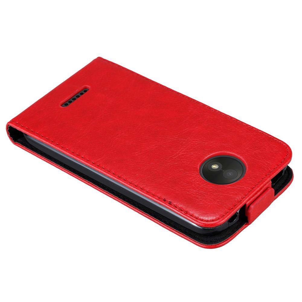 Cadorabo Hülle für Motorola MOTO C PLUS Schutz Hülle in Rot Flip Etui Handyhülle Case Cover