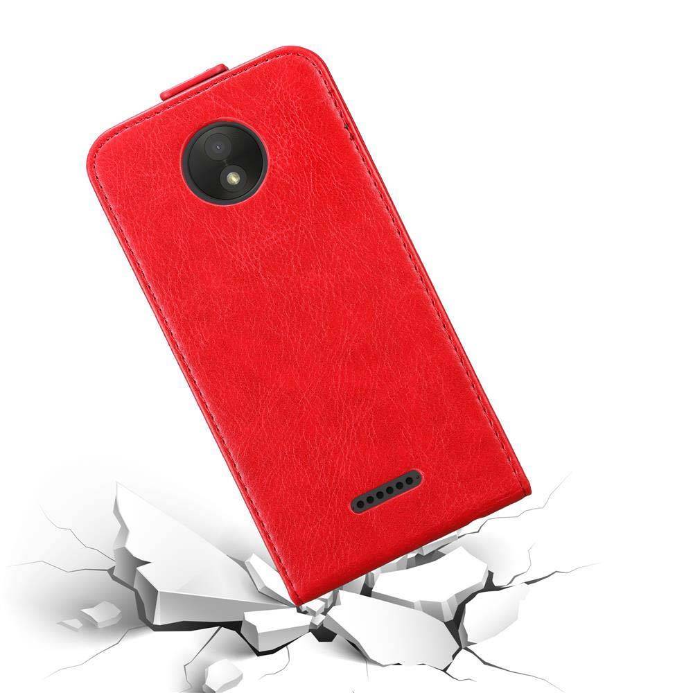Cadorabo Hülle für Motorola MOTO C PLUS Schutz Hülle in Rot Flip Etui Handyhülle Case Cover