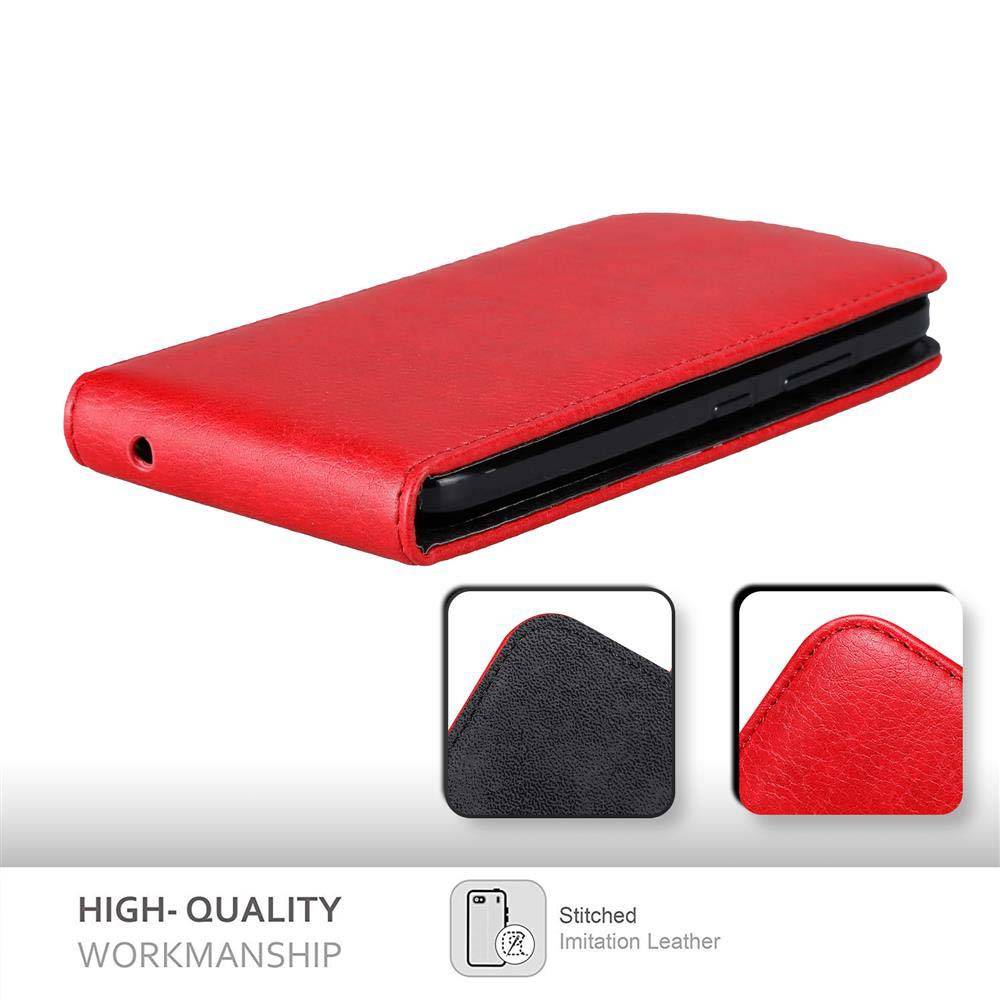 Cadorabo Hülle für Motorola MOTO C PLUS Schutz Hülle in Rot Flip Etui Handyhülle Case Cover