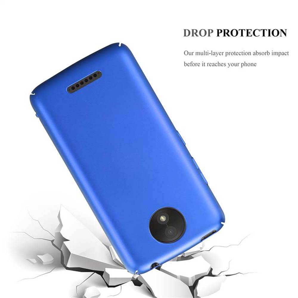 Cadorabo Hülle für Motorola MOTO C PLUS Schutzhülle in Blau Hard Case Handy Hülle Etui