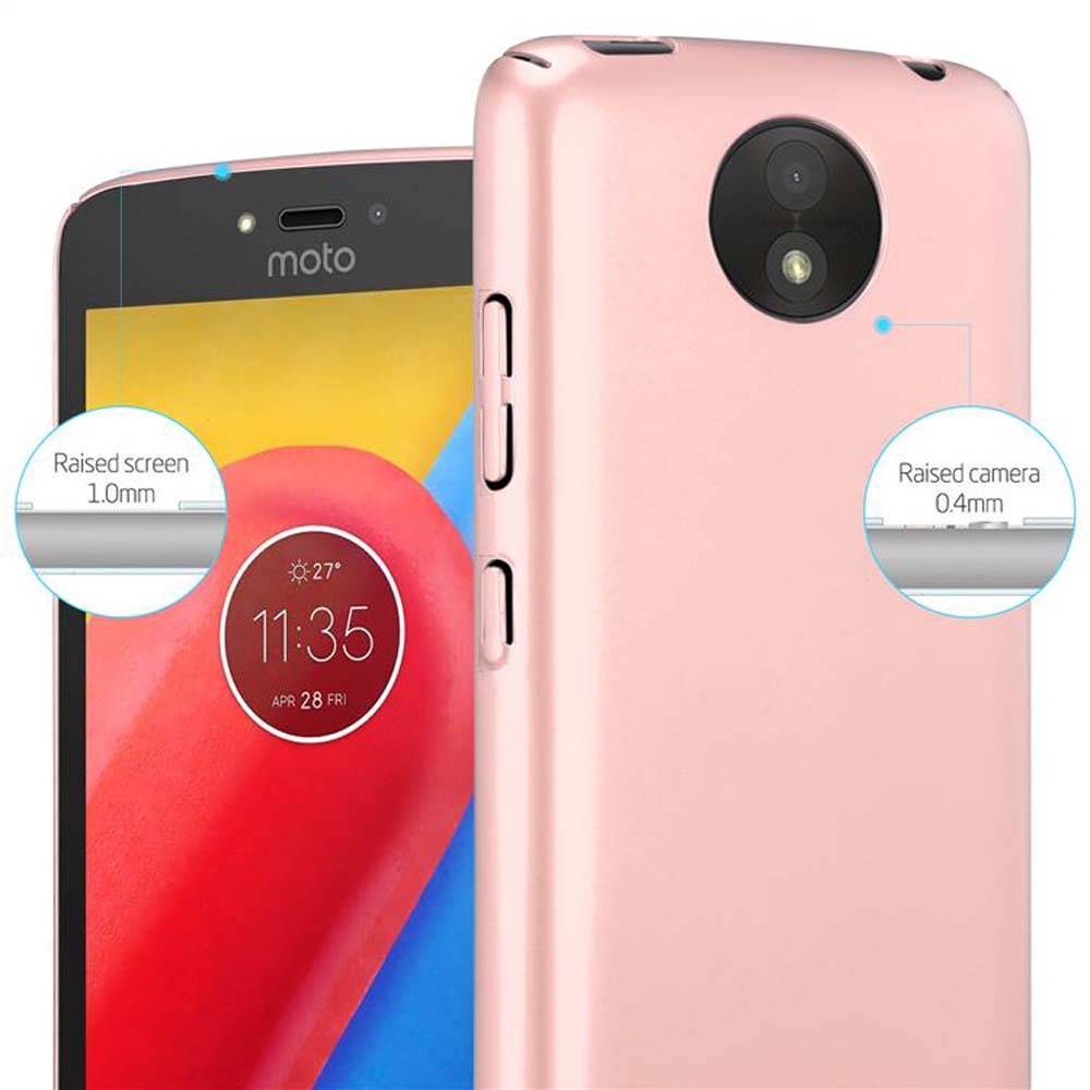 Cadorabo Hülle für Motorola MOTO C PLUS Schutzhülle in Rosa Hard Case Handy Hülle Etui