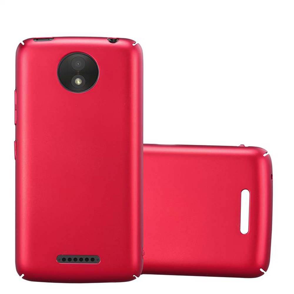 Cadorabo Hülle für Motorola MOTO C PLUS Schutzhülle in Rot Hard Case Handy Hülle Etui