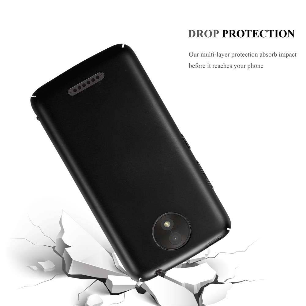Cadorabo Hülle für Motorola MOTO C PLUS Schutzhülle in Schwarz Hard Case Handy Hülle Etui