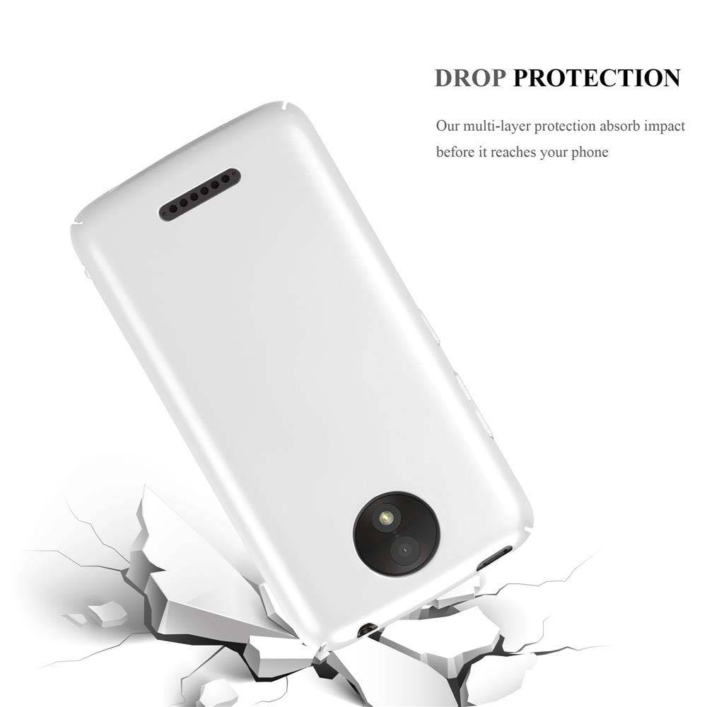 Cadorabo Hülle für Motorola MOTO C PLUS Schutzhülle in Silber Hard Case Handy Hülle Etui