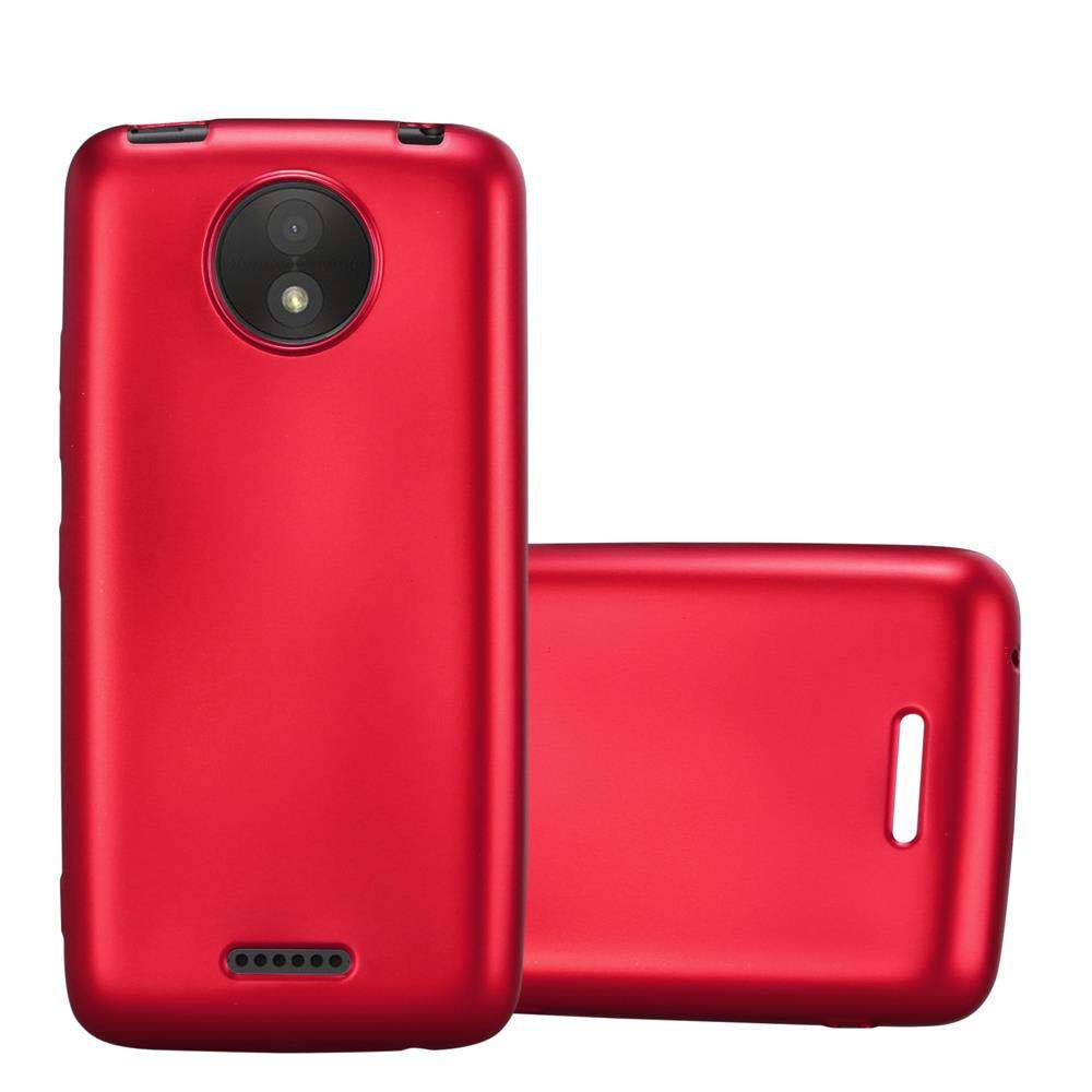 Cadorabo Schutzhülle für Motorola MOTO C PLUS Hülle in Rot Handyhülle TPU Silikon Etui Cover Case