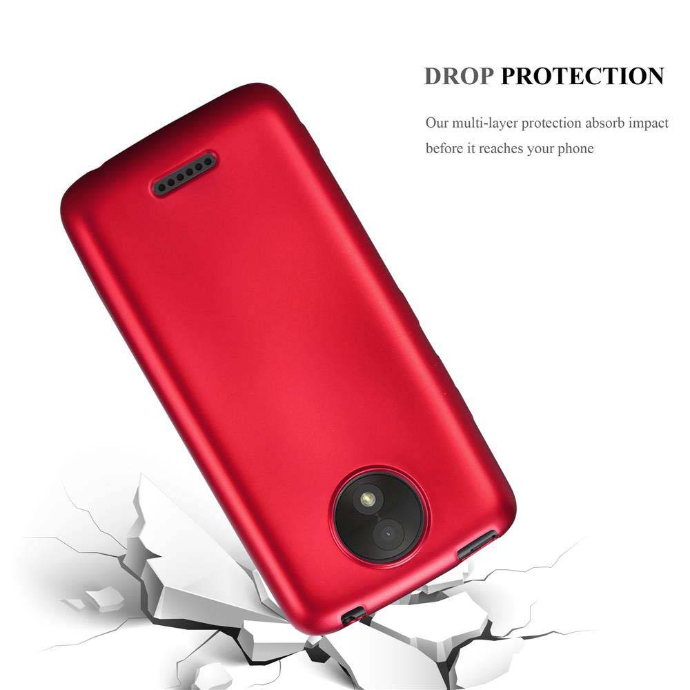 Cadorabo Schutzhülle für Motorola MOTO C PLUS Hülle in Rot Handyhülle TPU Silikon Etui Cover Case