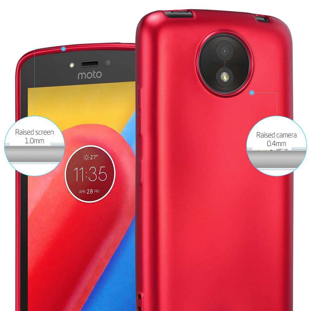 Cadorabo Schutzhülle für Motorola MOTO C PLUS Hülle in Rot Handyhülle TPU Silikon Etui Cover Case