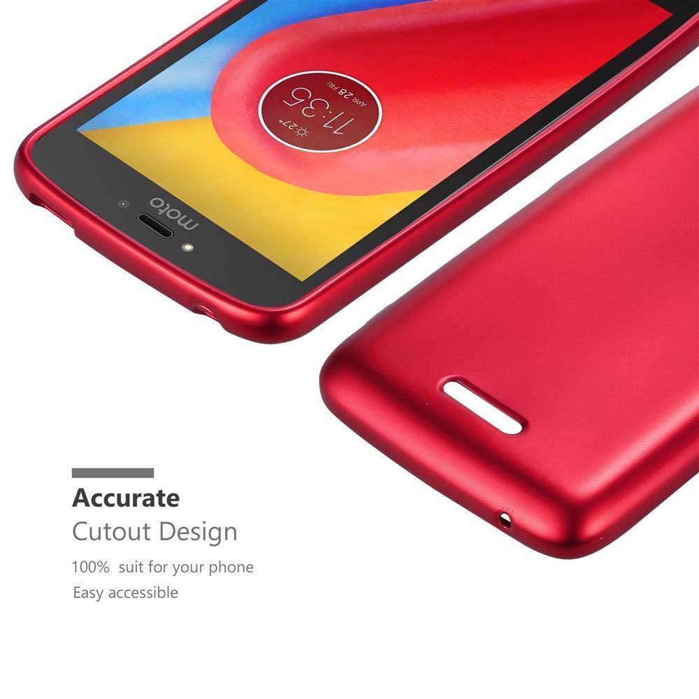 Cadorabo Schutzhülle für Motorola MOTO C PLUS Hülle in Rot Handyhülle TPU Silikon Etui Cover Case