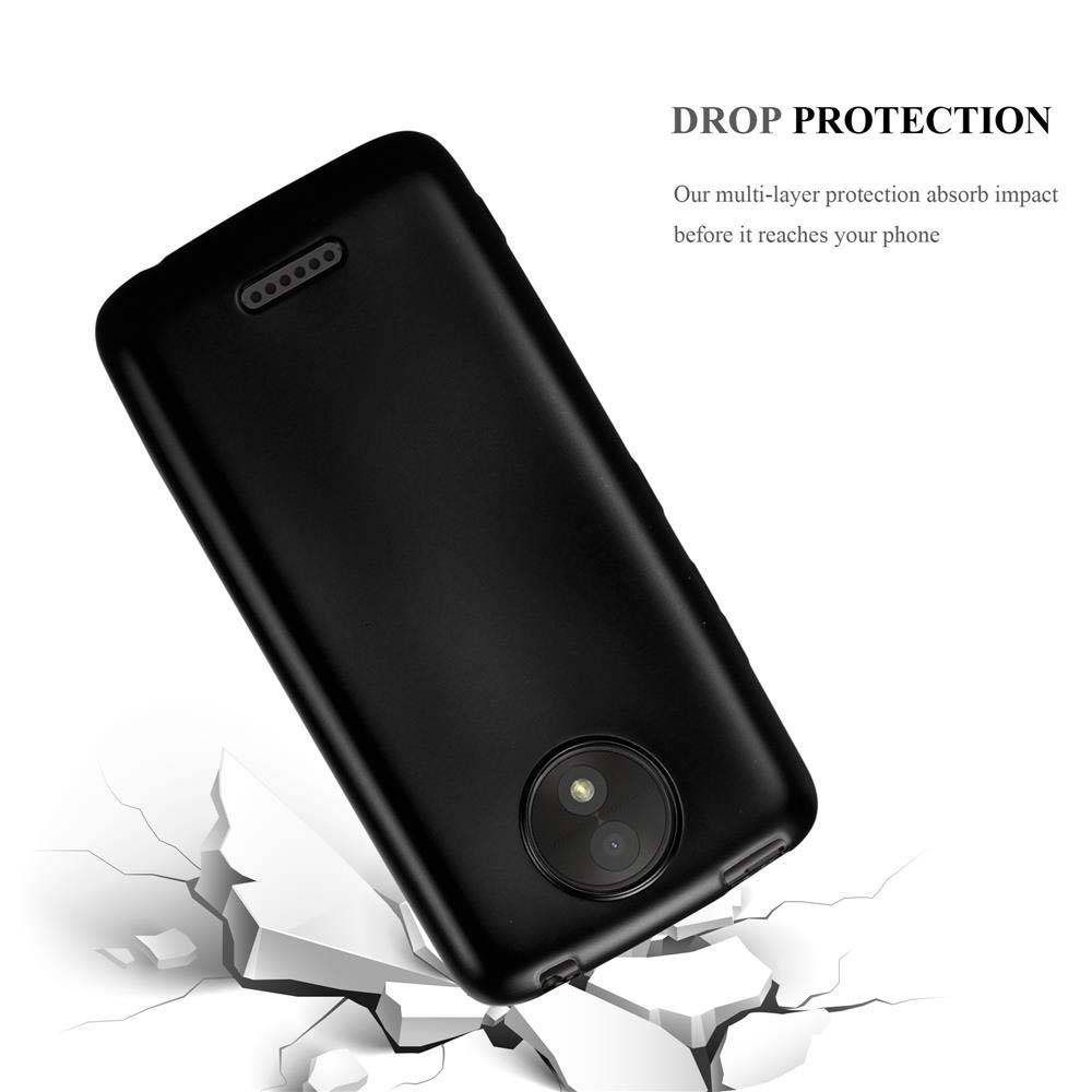Cadorabo Schutzhülle für Motorola MOTO C PLUS Hülle in Schwarz Handyhülle TPU Silikon Etui Cover Case