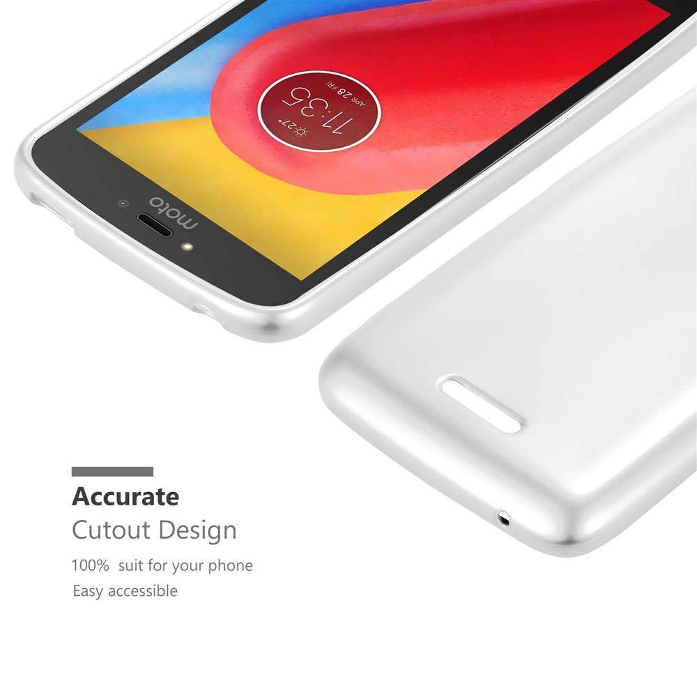 Cadorabo Schutzhülle für Motorola MOTO C PLUS Hülle in Silber Handyhülle TPU Silikon Etui Cover Case