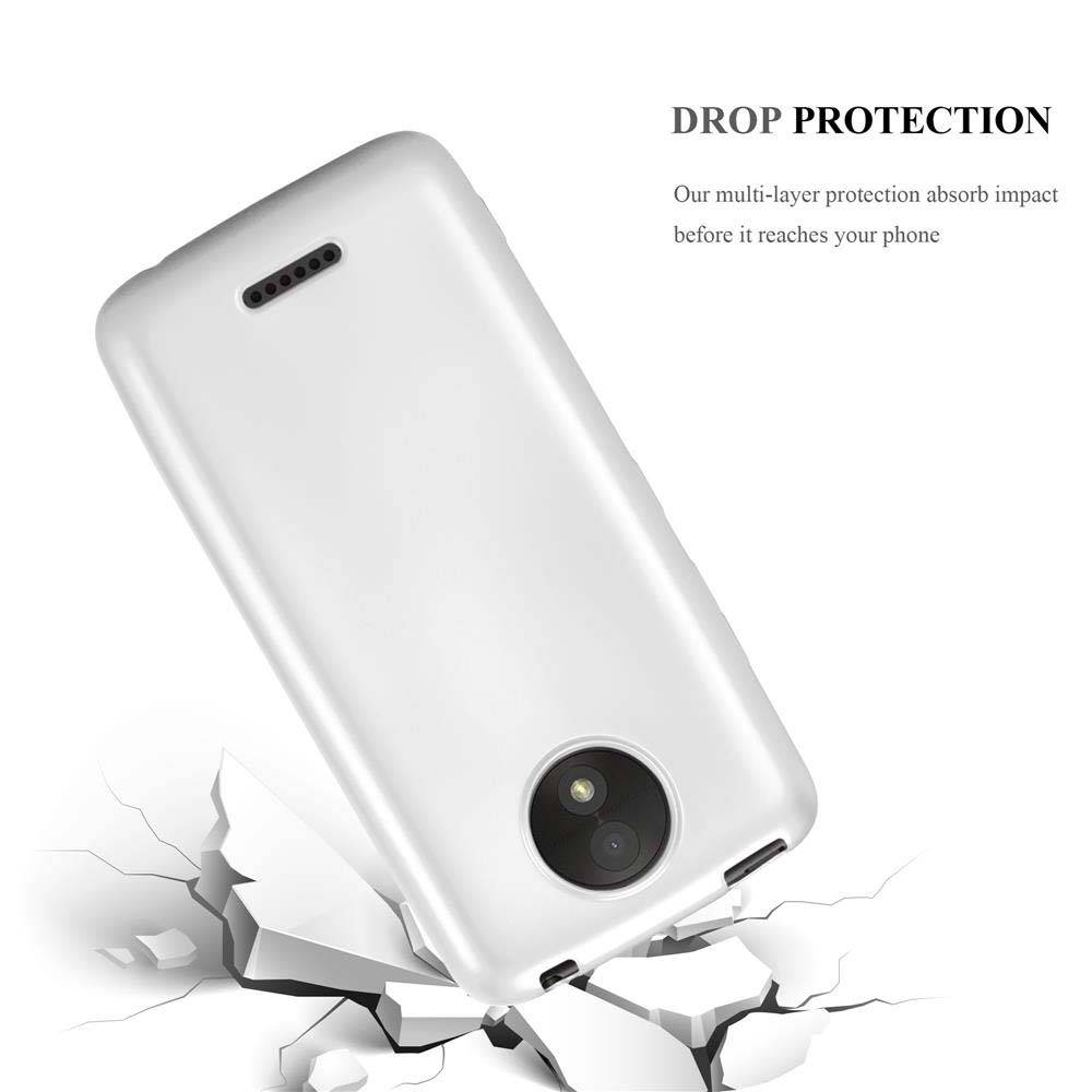 Cadorabo Schutzhülle für Motorola MOTO C PLUS Hülle in Silber Handyhülle TPU Silikon Etui Cover Case