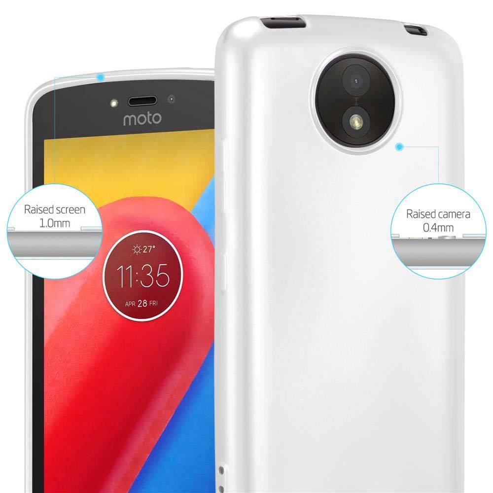 Cadorabo Schutzhülle für Motorola MOTO C PLUS Hülle in Silber Handyhülle TPU Silikon Etui Cover Case