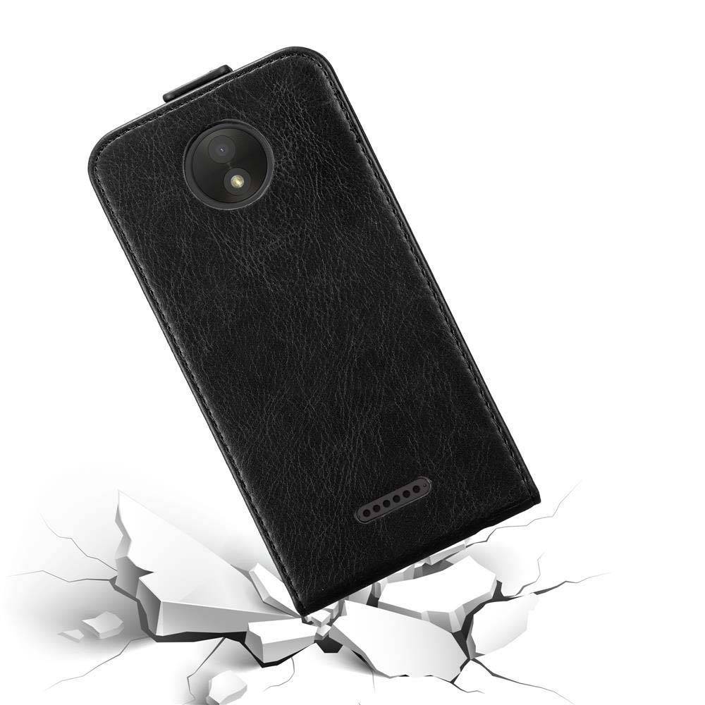 Cadorabo Hülle für Motorola MOTO C PLUS Schutz Hülle in Schwarz Flip Etui Handyhülle Case Cover