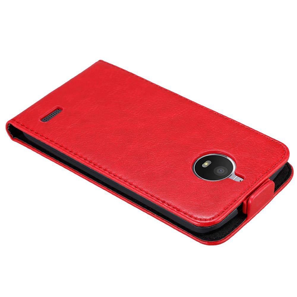 Cadorabo Hülle für Motorola MOTO E4 Schutz Hülle in Rot Flip Etui Handyhülle Case Cover