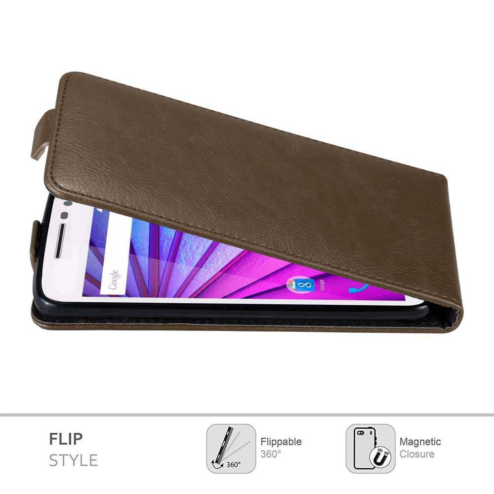 Cadorabo Hülle für Motorola MOTO G3 Schutz Hülle in Braun Flip Etui Handyhülle Case Cover
