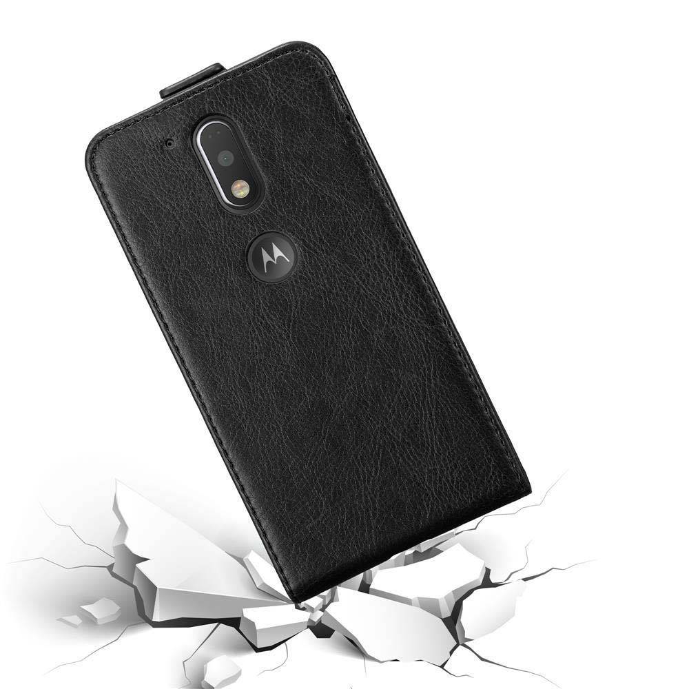 Cadorabo Hülle für Motorola MOTO G4 / G4 PLUS Schutz Hülle in Schwarz Flip Etui Handyhülle Case Cover