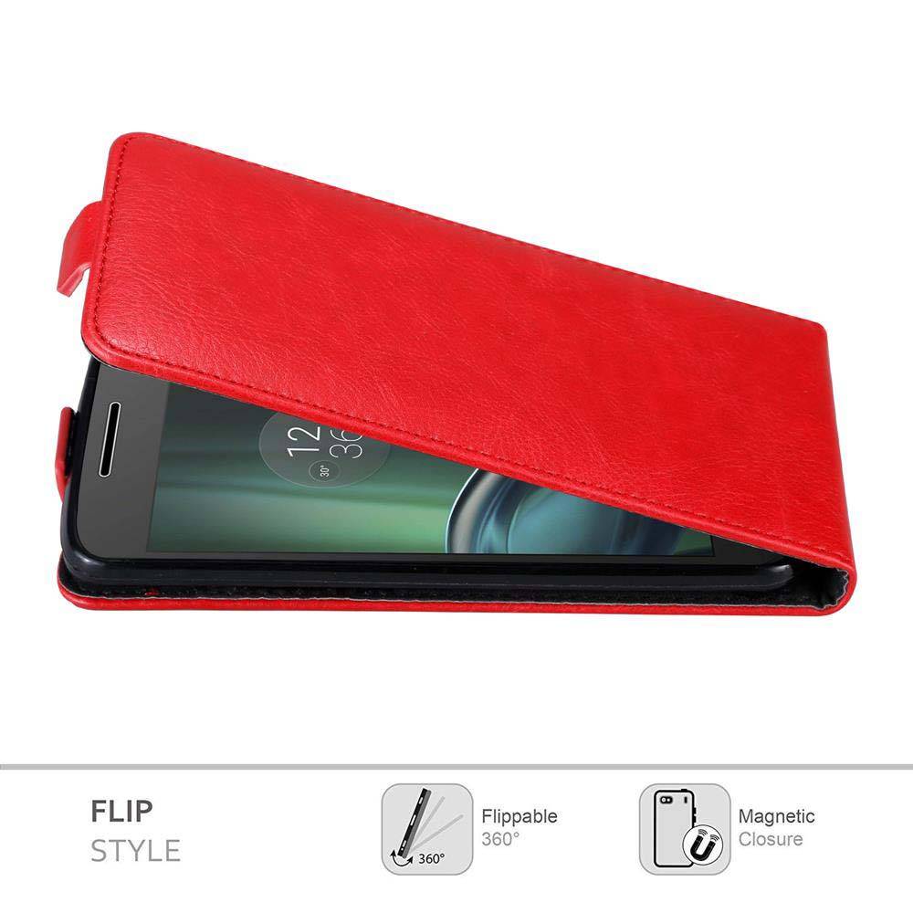Cadorabo Hülle für Motorola MOTO G4 PLAY Schutz Hülle in Rot Flip Etui Handyhülle Case Cover