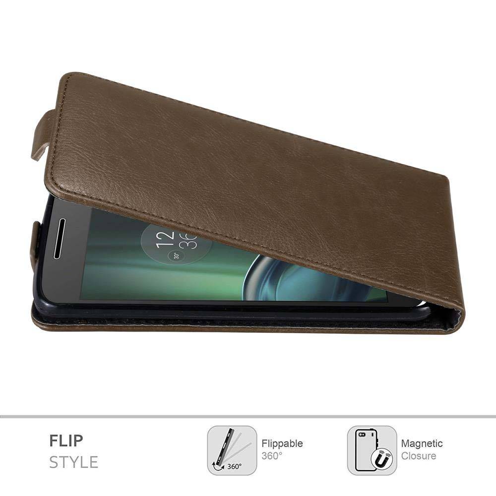 Cadorabo Hülle für Motorola MOTO G4 PLAY Schutz Hülle in Braun Flip Etui Handyhülle Case Cover