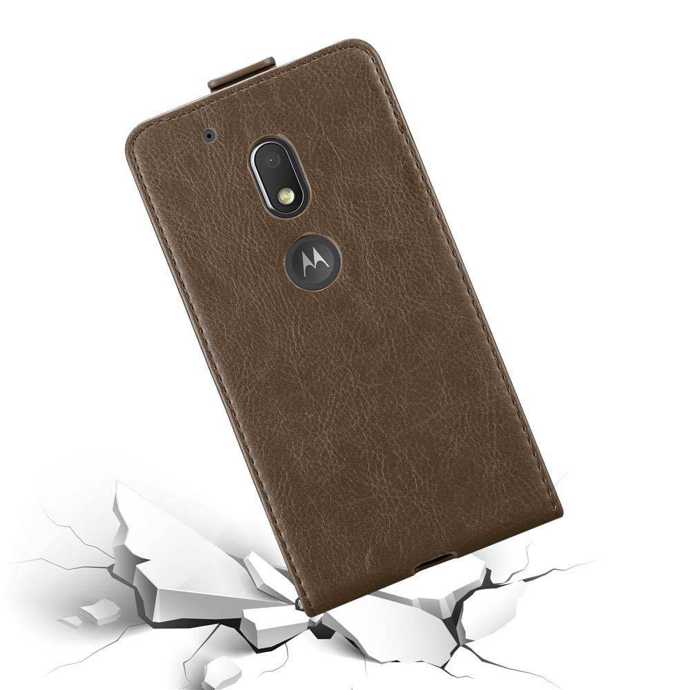 Cadorabo Hülle für Motorola MOTO G4 PLAY Schutz Hülle in Braun Flip Etui Handyhülle Case Cover