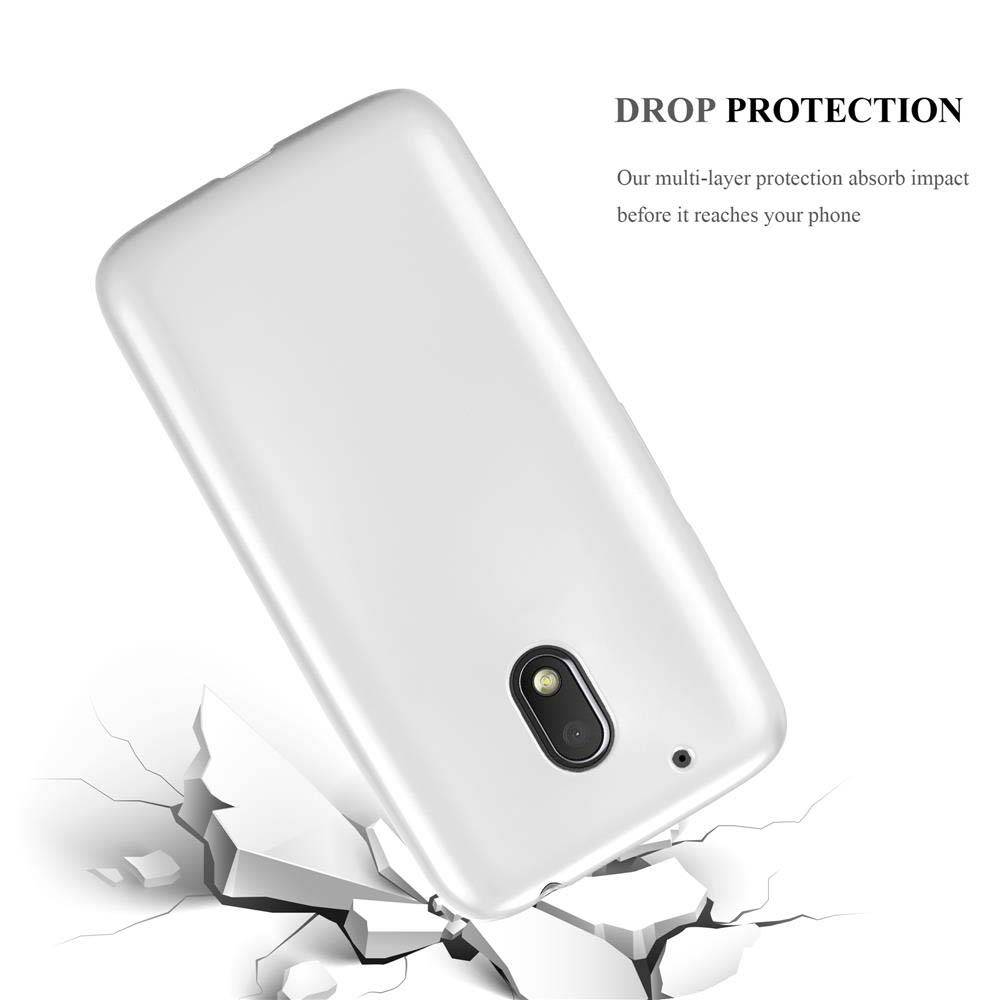 Cadorabo Schutzhülle für Motorola MOTO G4 PLAY Hülle in Silber Handyhülle TPU Silikon Etui Cover Case