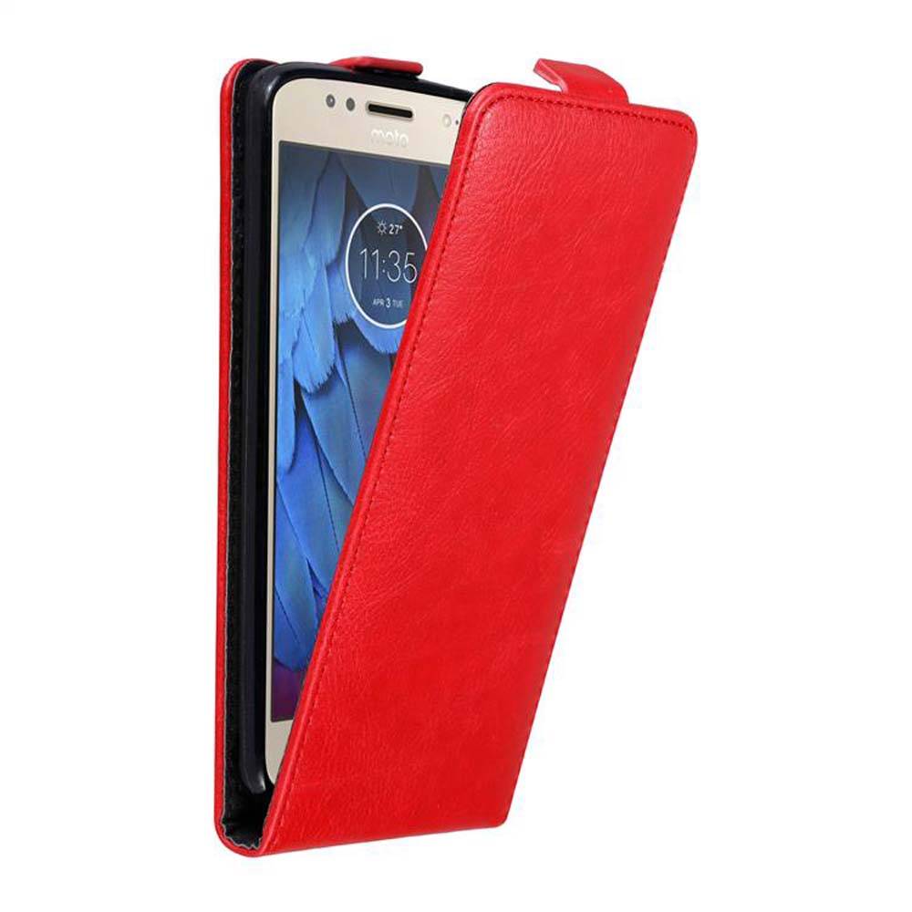 Cadorabo Hülle für Motorola MOTO G5S Schutz Hülle in Rot Flip Etui Handyhülle Case Cover