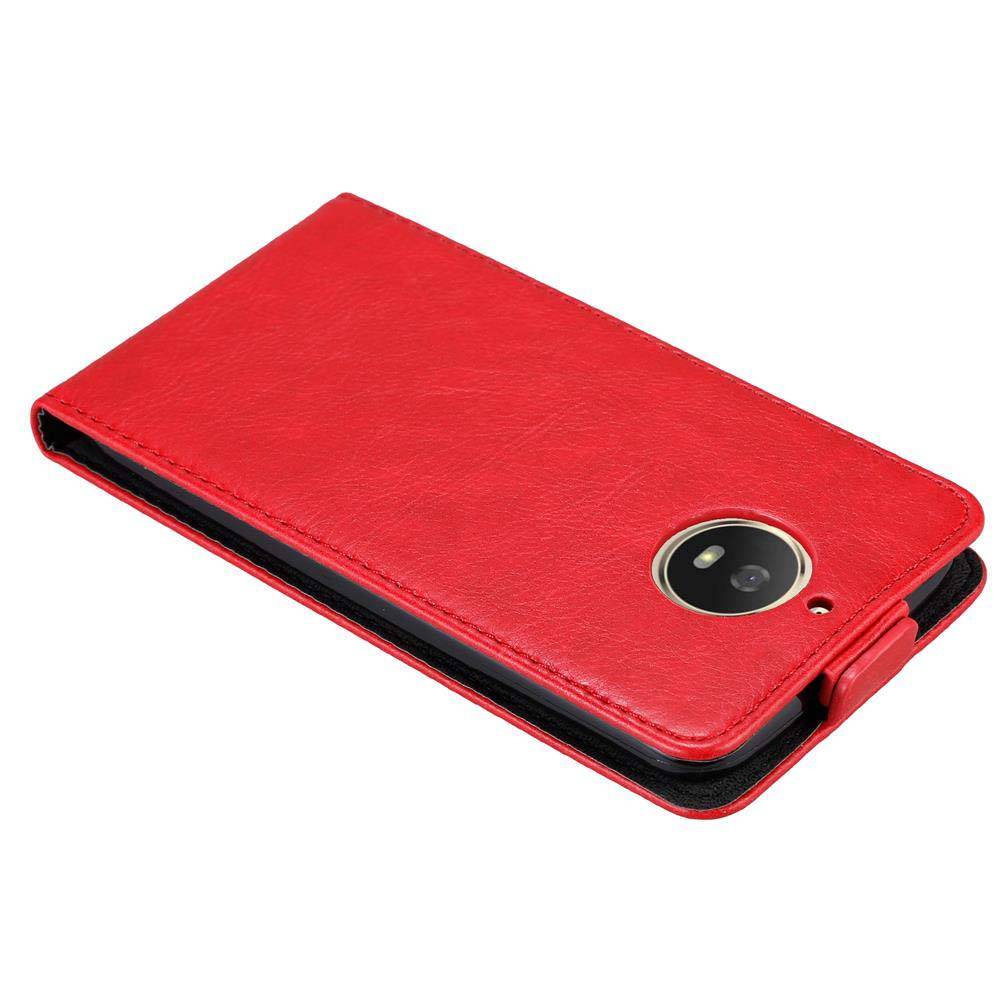 Cadorabo Hülle für Motorola MOTO G5S Schutz Hülle in Rot Flip Etui Handyhülle Case Cover