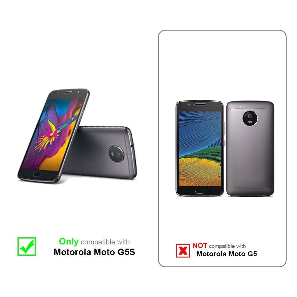 Cadorabo Hülle für Motorola MOTO G5S Schutz Hülle in Rot Flip Etui Handyhülle Case Cover