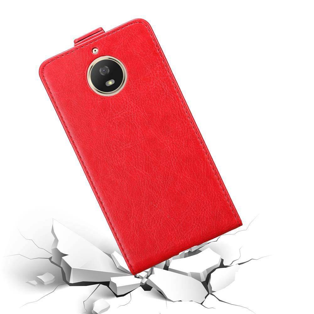 Cadorabo Hülle für Motorola MOTO G5S Schutz Hülle in Rot Flip Etui Handyhülle Case Cover
