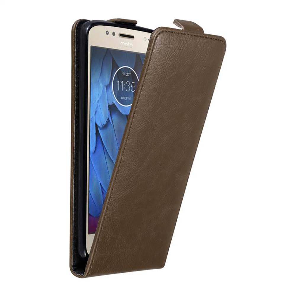 Cadorabo Hülle für Motorola MOTO G5S Schutz Hülle in Braun Flip Etui Handyhülle Case Cover