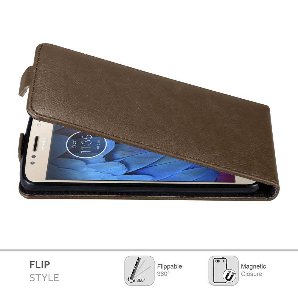 Cadorabo Hülle für Motorola MOTO G5S Schutz Hülle in Braun Flip Etui Handyhülle Case Cover