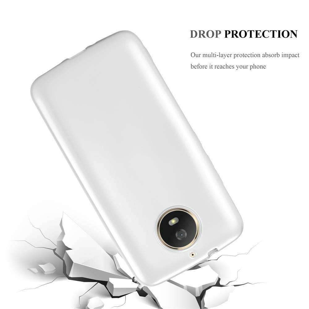 Cadorabo Schutzhülle für Motorola MOTO G5S Hülle in Silber Handyhülle TPU Silikon Etui Cover Case