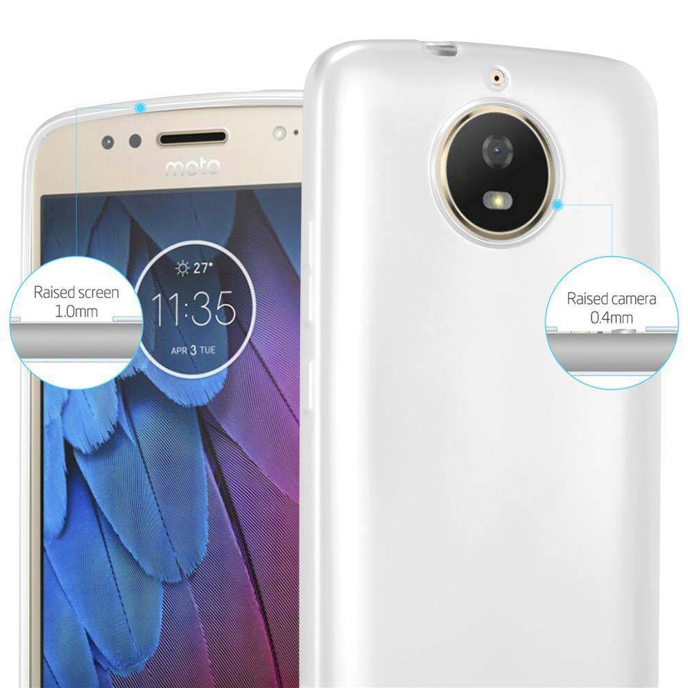 Cadorabo Schutzhülle für Motorola MOTO G5S Hülle in Silber Handyhülle TPU Silikon Etui Cover Case