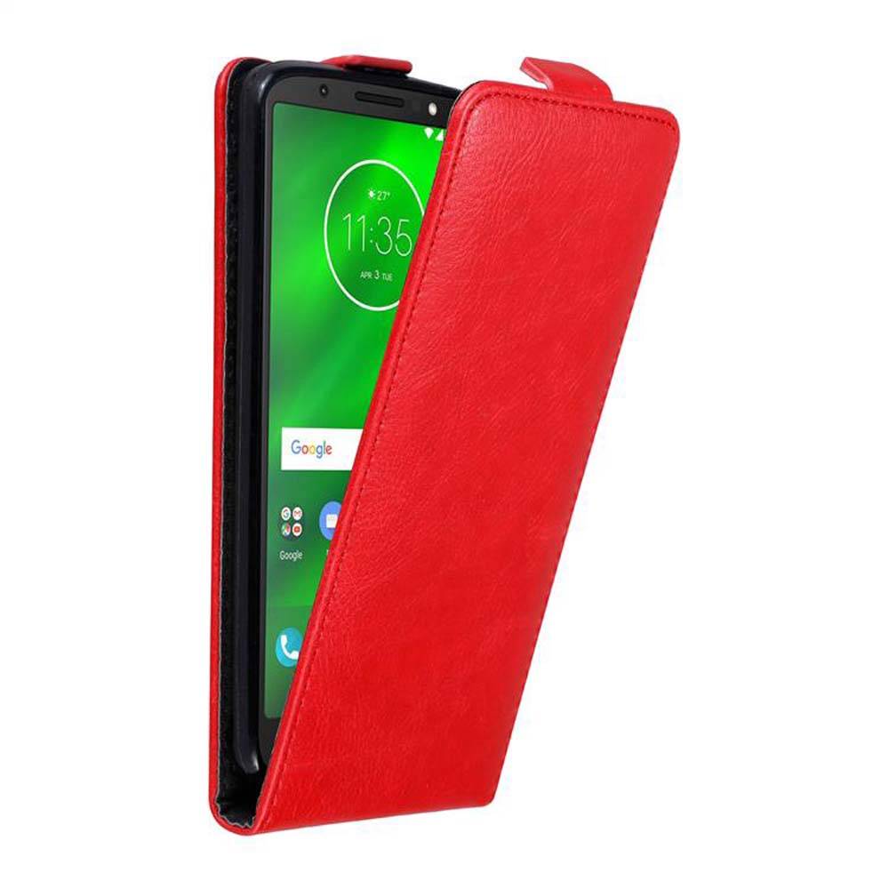 Cadorabo Hülle für Motorola MOTO G6 Schutz Hülle in Rot Flip Etui Handyhülle Case Cover