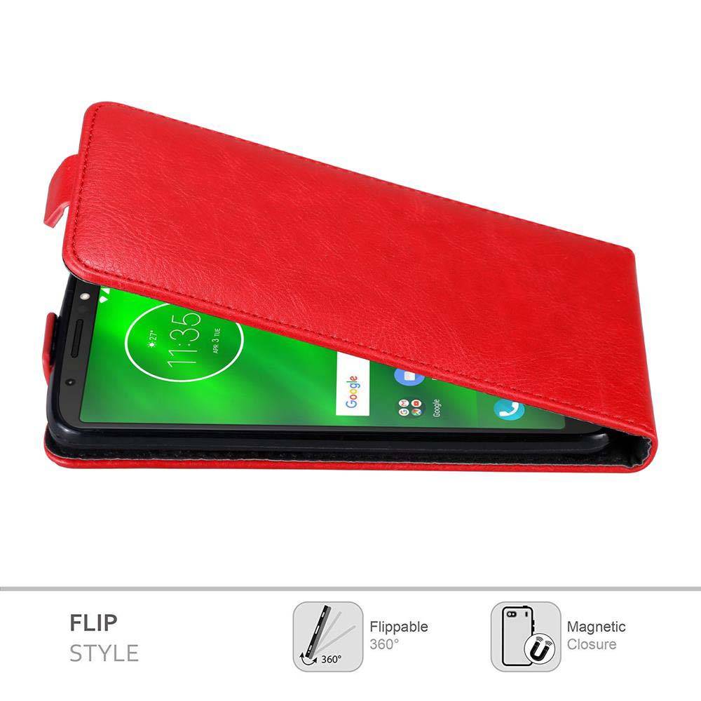 Cadorabo Hülle für Motorola MOTO G6 Schutz Hülle in Rot Flip Etui Handyhülle Case Cover
