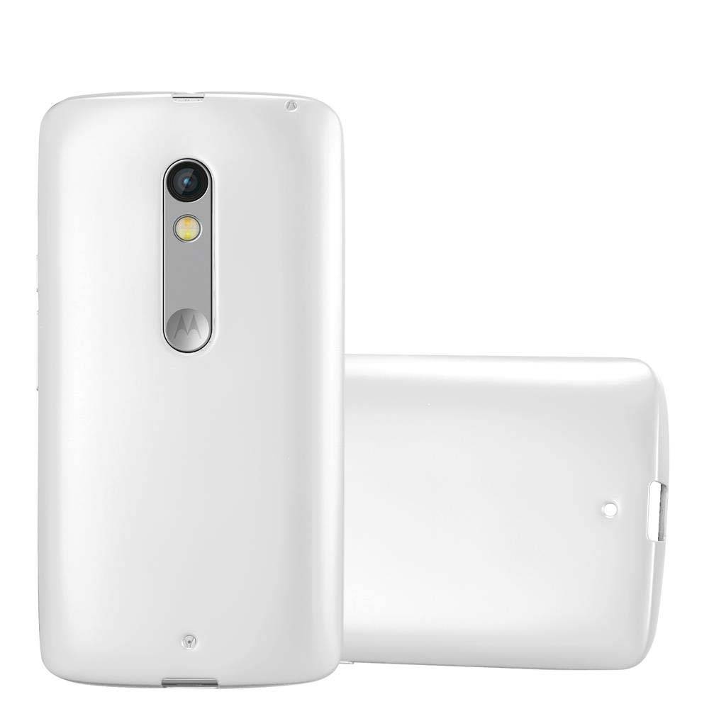 Cadorabo Schutzhülle für Motorola MOTO X PLAY Hülle in Silber Handyhülle TPU Silikon Etui Cover Case
