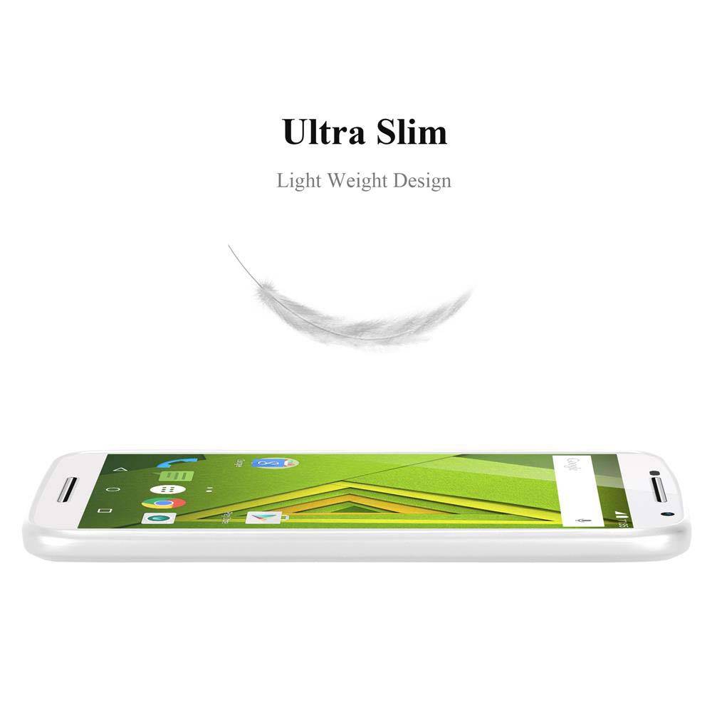 Cadorabo Schutzhülle für Motorola MOTO X PLAY Hülle in Silber Handyhülle TPU Silikon Etui Cover Case