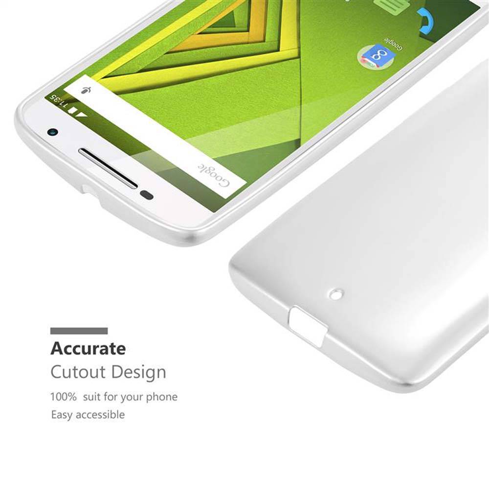 Cadorabo Schutzhülle für Motorola MOTO X PLAY Hülle in Silber Handyhülle TPU Silikon Etui Cover Case